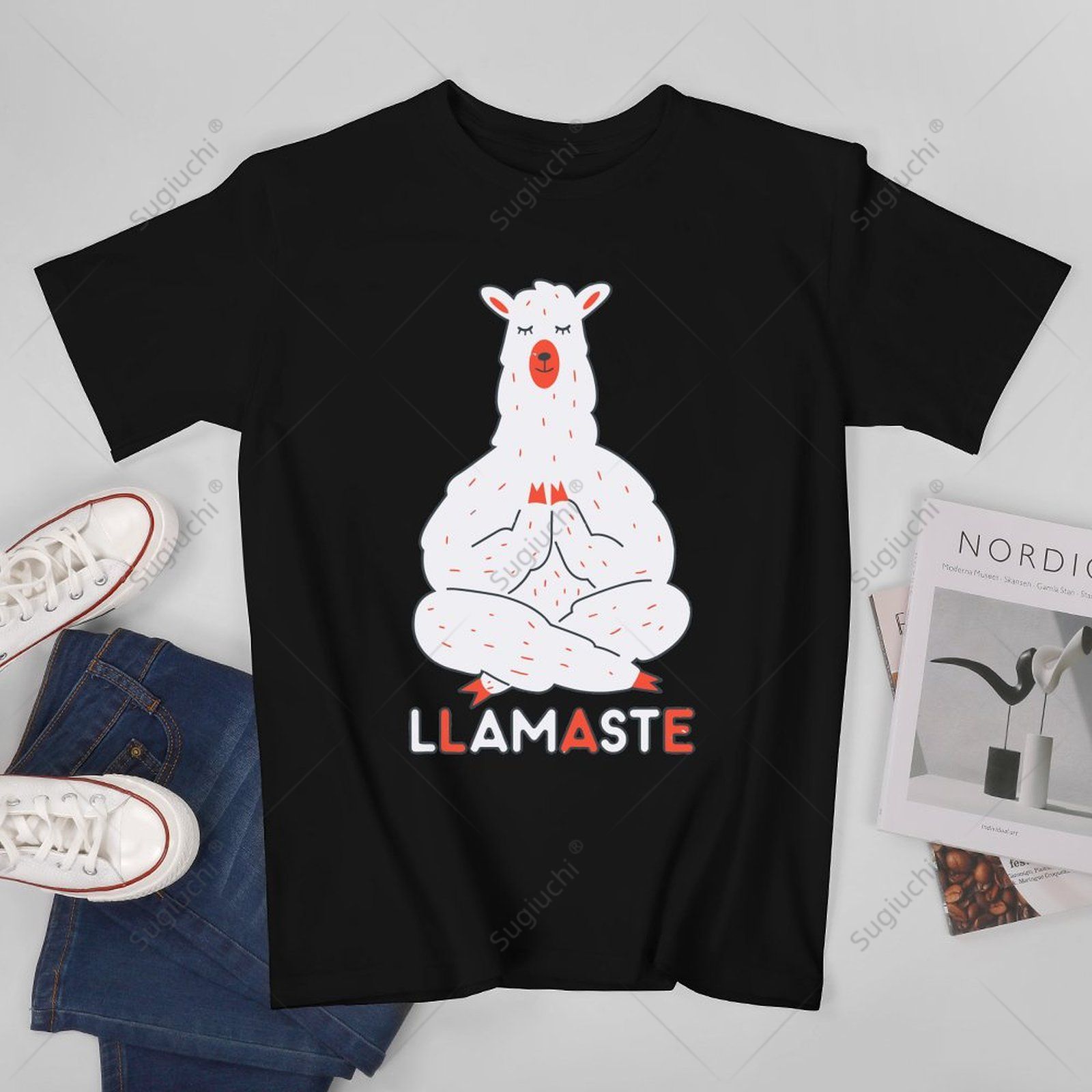 Zen Yoga Fitness - Unisex Męskie Koszulki Llamaste Śmieszne Zen