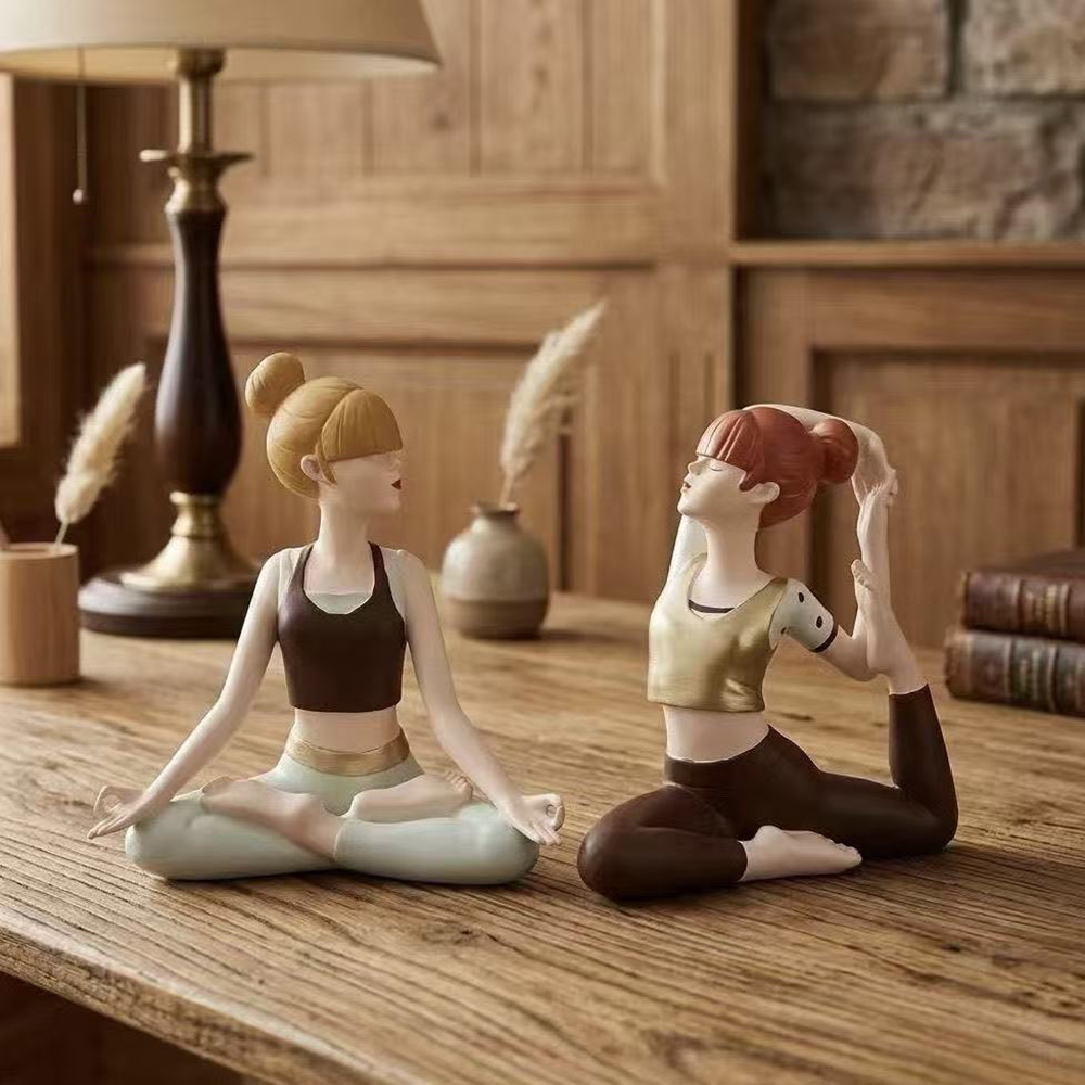 Zen Yoga Fitness - Statuetka Dziewczyny Jogi, Rękodzieło z Żywicy
